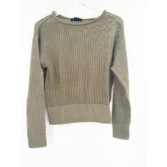 SANCTUARY Sweater Size XS NEW Cotton Open Knit Olive Green Sweater - Picture 2 of 5